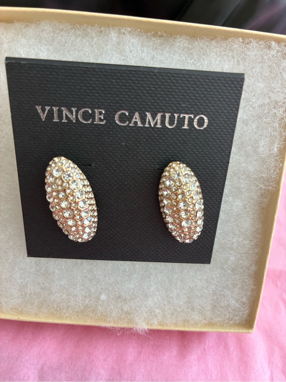 Vince Camuto Rose Gold Crystal Pavé Oval Stud Earrings
